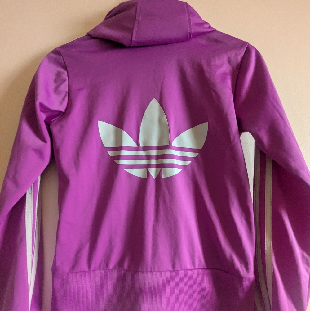 Adidas Purple Jacket with White Trefoil Size Small
